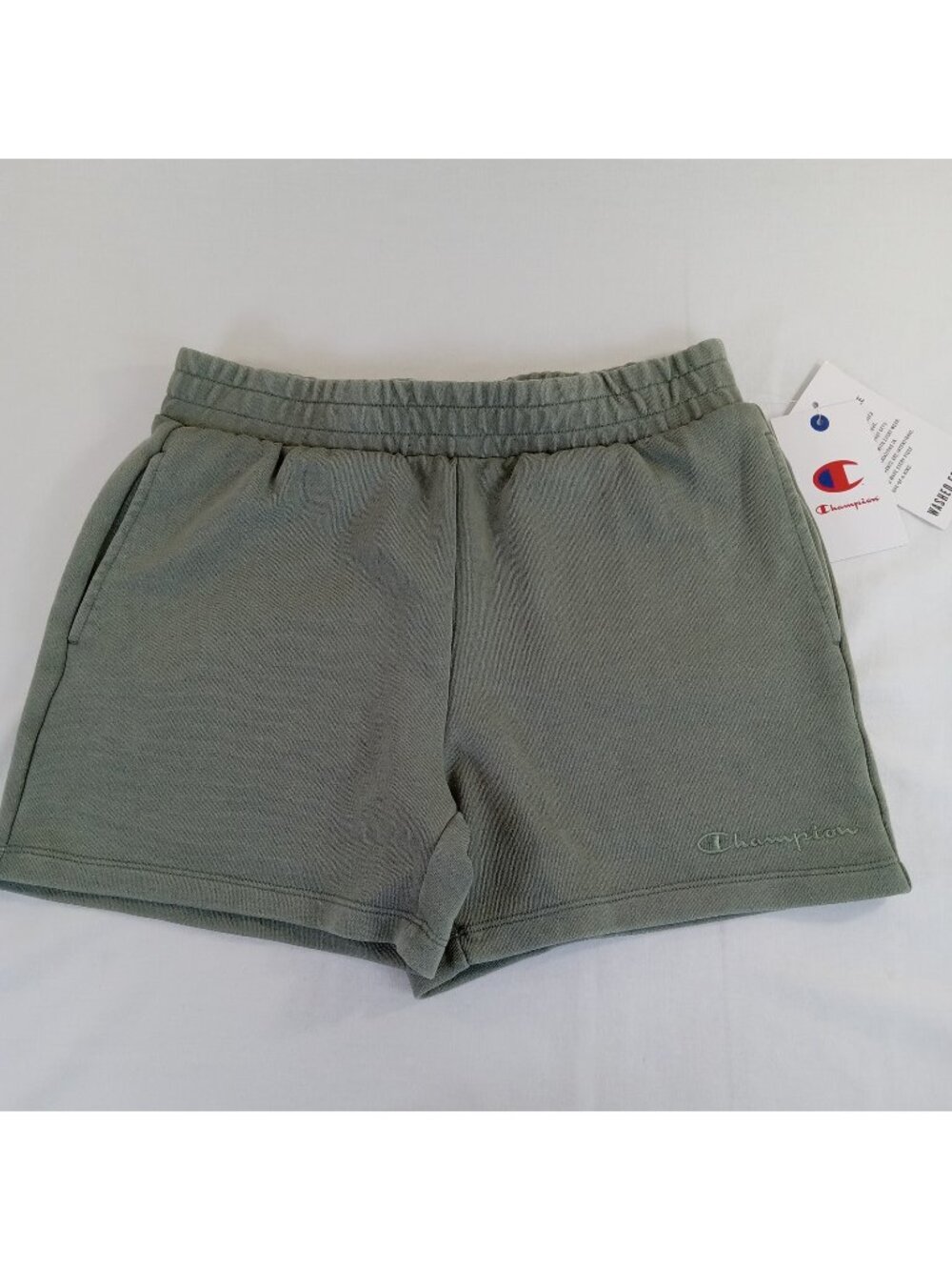 Champion Girls Washed French Terry Shorts Elastic Waist Green Size L (14)